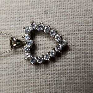 Vintage Sterling and Rhinestone Heart Necklace